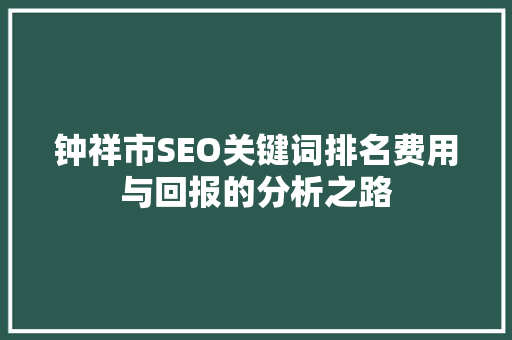 钟祥市SEO关键词排名费用与回报的分析之路
