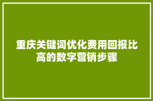 重庆关键词优化费用回报比高的数字营销步骤