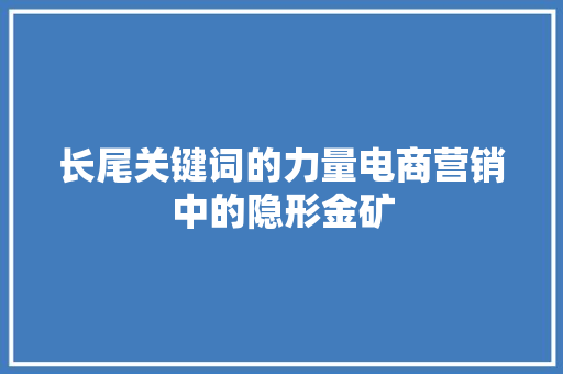 长尾关键词的力量电商营销中的隐形金矿