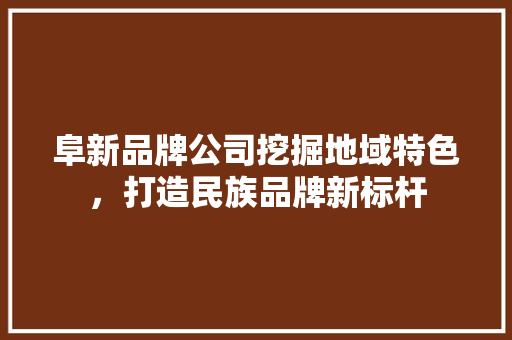 阜新品牌公司挖掘地域特色，打造民族品牌新标杆
