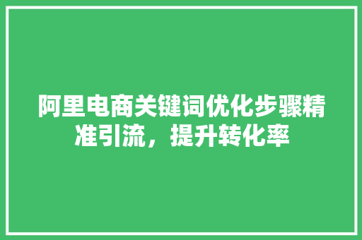 阿里电商关键词优化步骤精准引流，提升转化率
