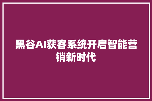 黑谷AI获客系统开启智能营销新时代