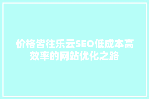 价格皆往乐云SEO低成本高效率的网站优化之路