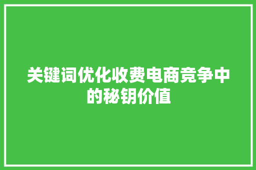 关键词优化收费电商竞争中的秘钥价值