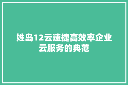 姓岛12云速捷高效率企业云服务的典范