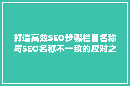 打造高效SEO步骤栏目名称与SEO名称不一致的应对之路