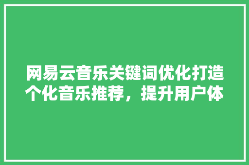 网易云音乐关键词优化打造个化音乐推荐，提升用户体验