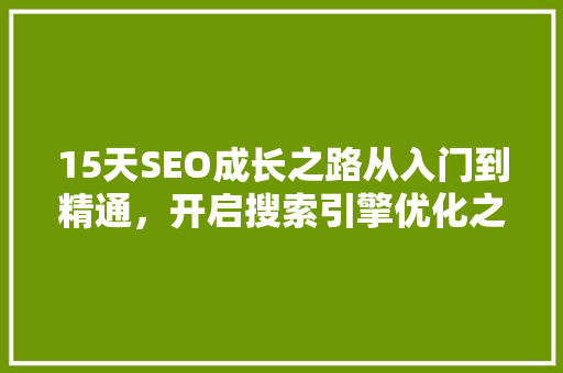 15天SEO成长之路从入门到精通，开启搜索引擎优化之旅