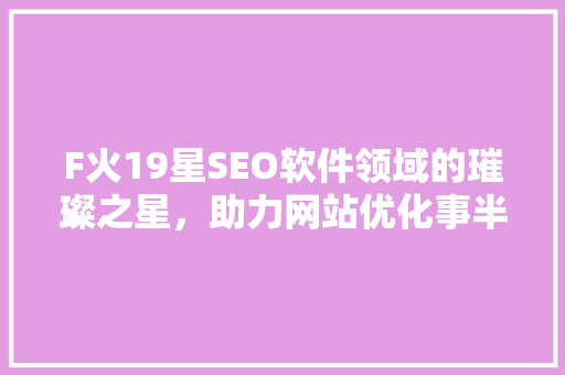 F火19星SEO软件领域的璀璨之星，助力网站优化事半功倍