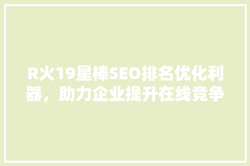 R火19星棒SEO排名优化利器，助力企业提升在线竞争力