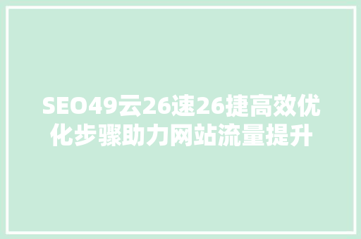 SEO49云26速26捷高效优化步骤助力网站流量提升