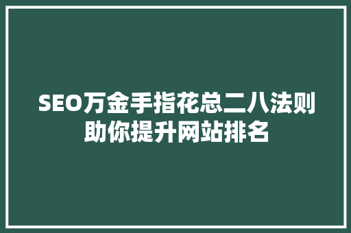 SEO万金手指花总二八法则助你提升网站排名