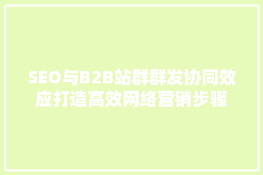 SEO与B2B站群群发协同效应打造高效网络营销步骤