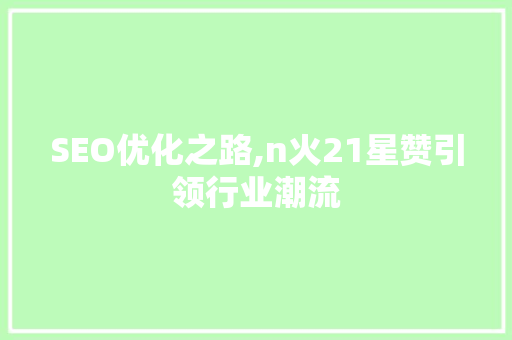 SEO优化之路,n火21星赞引领行业潮流