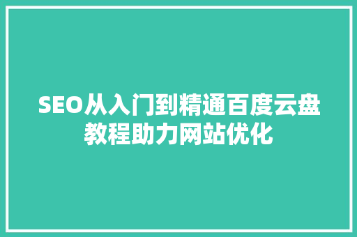 SEO从入门到精通百度云盘教程助力网站优化