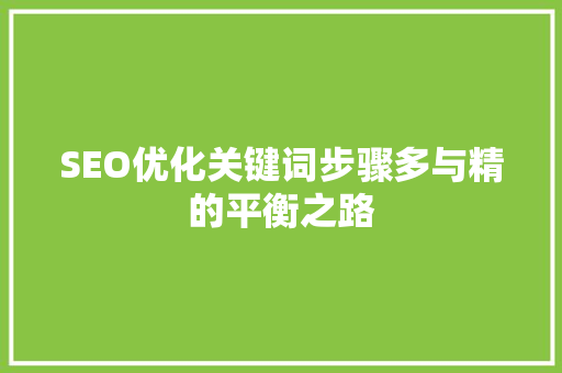 SEO优化关键词步骤多与精的平衡之路