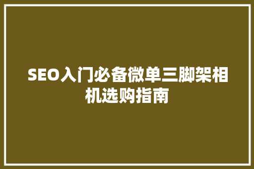 SEO入门必备微单三脚架相机选购指南