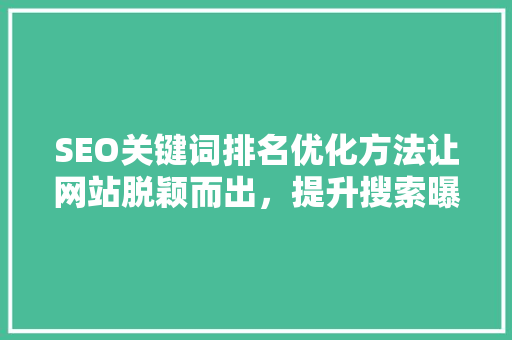 SEO关键词排名优化方法让网站脱颖而出，提升搜索曝光度