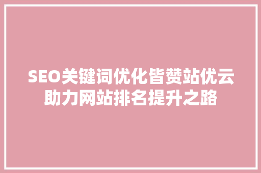 SEO关键词优化皆赞站优云助力网站排名提升之路