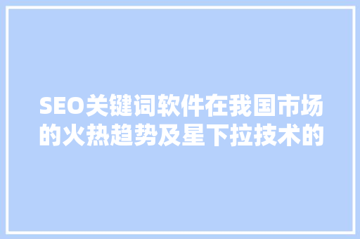 SEO关键词软件在我国市场的火热趋势及星下拉技术的独特魅力