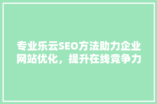 专业乐云SEO方法助力企业网站优化，提升在线竞争力