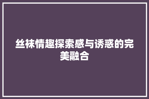 丝袜情趣探索感与诱惑的完美融合
