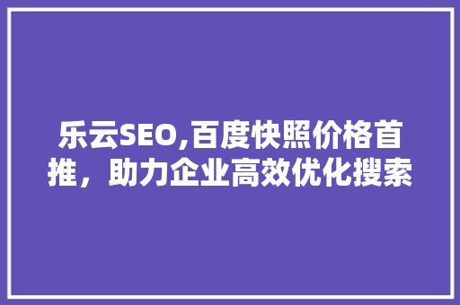 乐云SEO,百度快照价格首推，助力企业高效优化搜索引擎排名