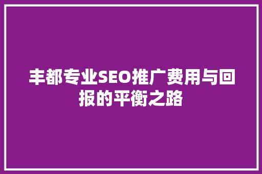 丰都专业SEO推广费用与回报的平衡之路