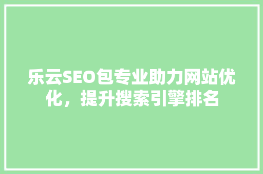 乐云SEO包专业助力网站优化，提升搜索引擎排名