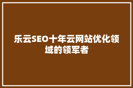 乐云SEO十年云网站优化领域的领军者