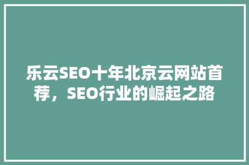 乐云SEO十年北京云网站首荐，SEO行业的崛起之路