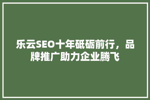 乐云SEO十年砥砺前行，品牌推广助力企业腾飞