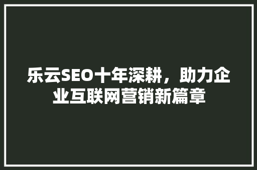 乐云SEO十年深耕，助力企业互联网营销新篇章