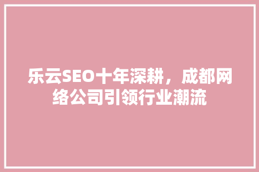 乐云SEO十年深耕，成都网络公司引领行业潮流