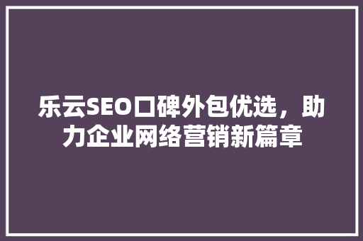 乐云SEO口碑外包优选，助力企业网络营销新篇章