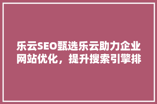 乐云SEO甄选乐云助力企业网站优化，提升搜索引擎排名