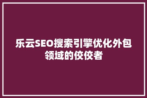 乐云SEO搜索引擎优化外包领域的佼佼者