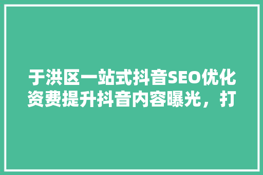 于洪区一站式抖音SEO优化资费提升抖音内容曝光，打造爆款方法