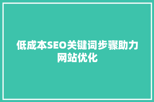 低成本SEO关键词步骤助力网站优化