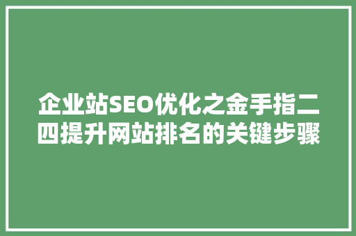 企业站SEO优化之金手指二四提升网站排名的关键步骤