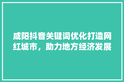 咸阳抖音关键词优化打造网红城市，助力地方经济发展_咸阳抖音关键词优化推广