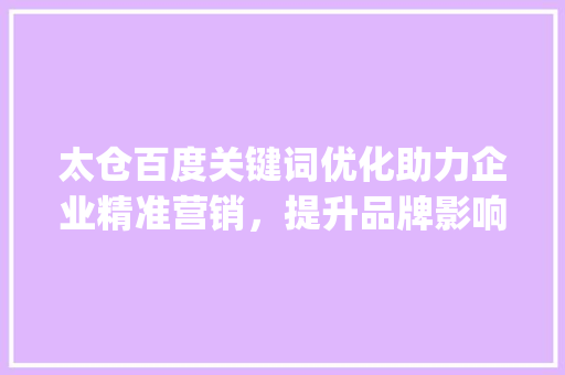 太仓百度关键词优化助力企业精准营销，提升品牌影响力_太仓百度关键词优化
