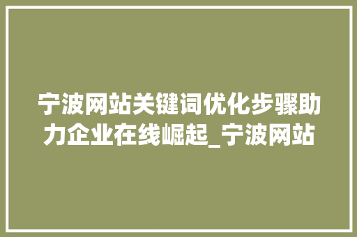 宁波网站关键词优化步骤助力企业在线崛起_宁波网站关键词优化代码