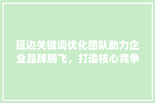 延边关键词优化团队助力企业品牌腾飞，打造核心竞争力_延边关键词优化团队推荐