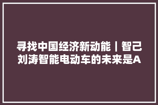 寻找中国经济新动能｜智己刘涛智能电动车的未来是AI赋能