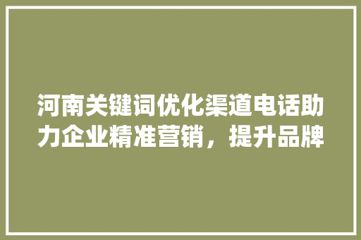 河南关键词优化渠道电话助力企业精准营销，提升品牌影响力_河南关键词优化渠道电话