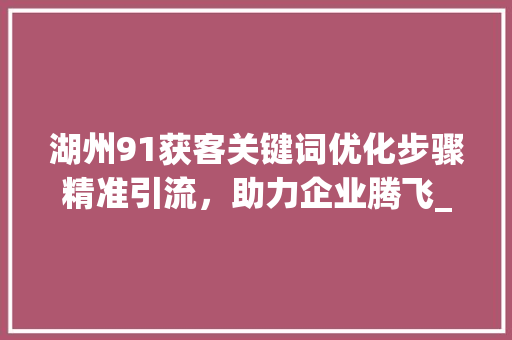 湖州91获客关键词优化步骤精准引流，助力企业腾飞_湖州91获客关键词优化