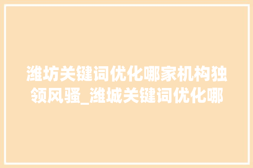 潍坊关键词优化哪家机构独领风骚_潍城关键词优化哪家好