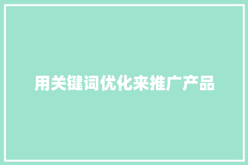 用关键词优化来推广产品