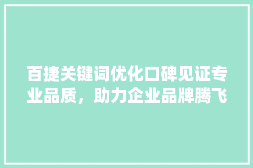 百捷关键词优化口碑见证专业品质，助力企业品牌腾飞_百捷关键词优化口碑好